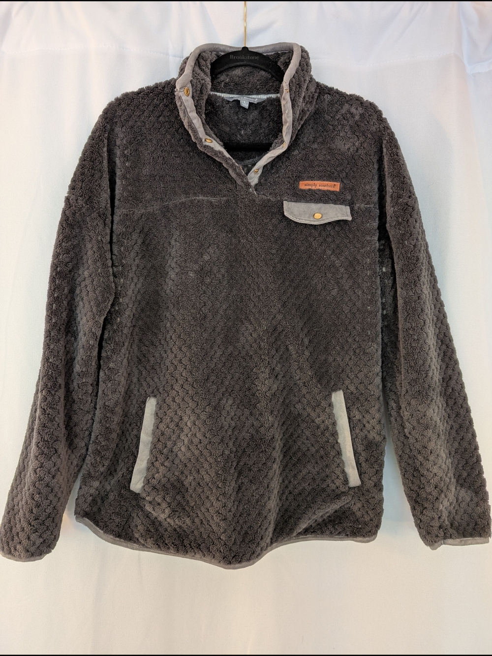 Simply Southern Charcoal Gray Plush Fleece Pullover